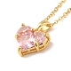 Pink Cubic Zirconia Pendant Necklace(NJEW-H161-01B)-2