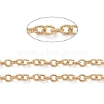 Brass Textured Cable Chains, Soldered, with Spool, Oval, Long-Lasting Plated, Real 18K Gold Plated, 11x8x2mm, about 16.4 Feet(5m)/roll(CHC-G005-10G)
