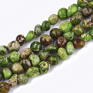 Natural Imperial Jasper Beads Strands, Dyed, Tumbled Stone, Nuggets, Lime Green, 5~10x6~8x4~6mm, Hole: 1mm, about 60~65pcs/strand, 15.7 inch(G-S355-09A)