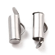 304 Stainless Steel Slide On End Clasp Tubes, Slider End Caps, Stainless Steel Color, 13x6x4mm, Hole: 3x1mm, Inner Diameter: 3mm(STAS-C044-07B-P)