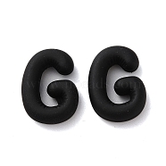 Rack Plating Spray Painted Alloy Pendants, Rubberized Style, Black, Letter G, 21x15x6mm, Hole: 1.5mm(FIND-C062-08G)