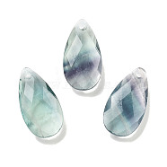 Natural Fluorite Pendants, Faceted Teardrop Charms, 24x12.5x6mm, Hole: 1.2mm(G-H007-08F)