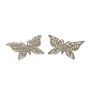 Iron Pendants, Etched Metal Embellishments, Butterfly, Antique Bronze, 26x39x1mm, Hole: 1mm(IFIN-T002-17AB)