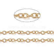 Brass Textured Cable Chains, Soldered, with Spool, Oval, Long-Lasting Plated, Real 18K Gold Plated, 11x8x2mm, about 16.4 Feet(5m)/roll(CHC-G005-10G)