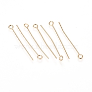 304 Stainless Steel Eye Pins, Golden, 22 Gauge, 30x0.6mm, Hole: 2mm(A-STAS-L238-005F-G)