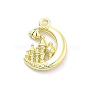 Alloy Pendants, Golden, Moon, 17x13x3mm, Hole: 1.4mm(FIND-M078-01D-G)