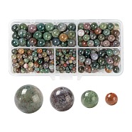 340Pcs 4 Style Natural Indian Agate Beads, Round, 4mm/6mm/8mm/10mm, Hole: 0.8~1mm(G-LS0001-46)
