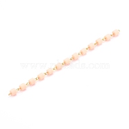 Handmade Polymer Clay Beaded Chain, Link Chain, with Brass Eye Pin, Quick Link Connector, for Bracelet Necklace Making, Light Salmon, 13x6mm, about 39.37 inch(1m)/strand(AJEW-JB00926-05)