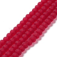 Transparent Glass Beads Strands, Faceted, Frosted, Rondelle, Red, 6x4.5mm, Hole: 1.4mm, about 86pcs/strand, 16.14 inch(41cm)(X-EGLA-A034-T6mm-MD07)
