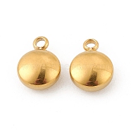 304 Stainless Steel Pendants, Flat Round, Golden, 11x8x4mm, Hole: 1.6mm(STAS-Z009-20G)