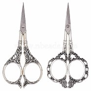 2Pcs 2 Style Stainless Steel Scissors, with Zinc Alloy Handle, for Children, Antique Silver, 11~11.45x5.05x0.65cm, 1pc/style(TOOL-SC0001-31)