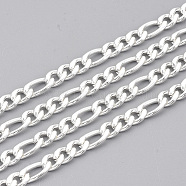 304 Stainless Steel Figaro Chains, Unwelded, with Spool, Silver Color Plated, 4.5mm, Link: 9x4.5x1.2mm and 6x4.5x1.2mm, about 32.8 Feet(10m)/roll(CHS-T002-05B)