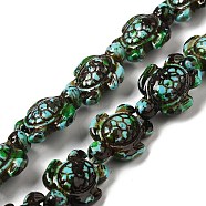 Synthetic Turquoise Dyed Beads Strands, Fuel Injection Effect, Sea Turtle, Light Sea Green, 17~18x14~14.5x7mm, Hole: 1.6mm, about 22~23pcs/strand, 14.96''~15.35''(38~39cm)(G-P507-05D)