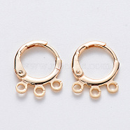 Brass Leverback Earring Findings, Nickel Free, with Horizontal Loop, Real 18K Gold Plated, Real 18K Gold Plated, 14.5x11.5x1.5mm, Hole: 1.5mm, Pin: 0.8(KK-T049-20G-NF)