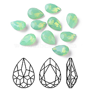 Faceted Teardrop K9 Glass Rhinestone Cabochons, Grade A, Pointed Back & Back Plated, Pacific Opal, 10x7x4mm(RGLA-I001-10x7mm-032)