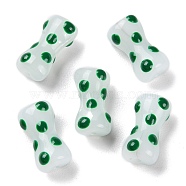 Handmade Bumpy Lampwork Beads, with Enamel, Column, Green, 17.5x9x8mm, Hole: 1.4mm(LAMP-C012-01C)