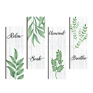 Custom Vertical Wooden Wall-Mounted, for Home Room Bedroom Wall Decoration, Leaf Pattern, Light Green, 300x100x4.5mm, Hole: 7.5x10.5mm(AJEW-WH0165-88)
