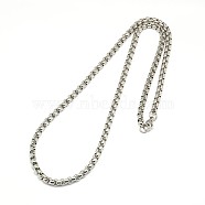 304 Stainless Steel Venetian Chain Box Chain Necklace Making, Stainless Steel Color, 24.02 inch(61cm), 3mm(STAS-A028-N031P-A)