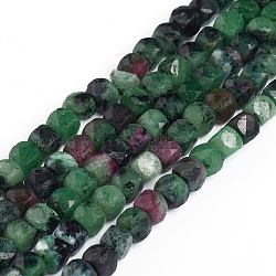 Natural Ruby in Zoisite Beads Strands, Faceted, Cube, 4~5x4~5x4~5mm, Hole: 0.7mm, about 72~76pcs/strand, 15.55 inches(39.5cm)(G-E560-A09-4mm)