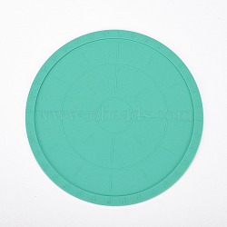 Silicone Non-silp Mat, with Scale, for Kitchen Hot Dishes Hot Pads Multipurpose Kitchen Tool, Flat Round, Turquoise, 200x3mm(DIY-L048-02A)