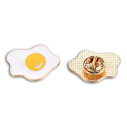 Fried Eggs Shape Enamel Pin, Light Gold Plated Alloy Imitation Food Badge for Backpack Clothes, Nickel Free & Lead Free, Gold, 19x26mm(JEWB-N007-211)