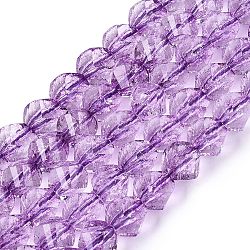 Crackle Transparent Glass Beads Strands, Twist, Faceted, Medium Orchid, 7~7.5x7~8x7~8mm, Hole: 1.2~1.4mm, about 51~53pcs/strand, 14.57~15.35 inch(37~39cm)(GLAA-N068-02A-06)