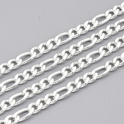304 Stainless Steel Figaro Chains, Unwelded, with Spool, Silver Color Plated, 4.5mm, Link: 9x4.5x1.2mm and 6x4.5x1.2mm, about 32.8 Feet(10m)/roll(CHS-T002-05B)