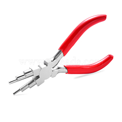 6-in-1 Bail Making Pliers, 45# Carbon Steel 6-Step Multi-Size Wire Looping Forming Pliers, Ferronickel, for Loops and Jump Rings, Red, Loop Size: 3mm/6mm/9mm/4mm/8mm/10mm, 153~153.5x75.5~78.5x12mm(PT-G002-01A)