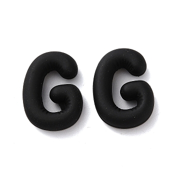 Rack Plating Spray Painted Alloy Pendants, Rubberized Style, Black, Letter G, 21x15x6mm, Hole: 1.5mm