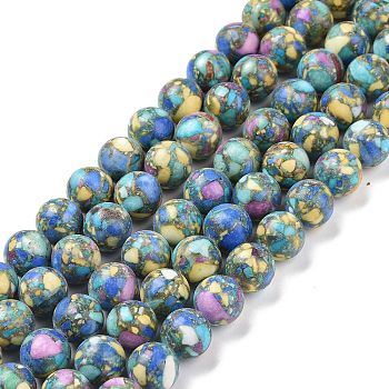 Assembled Natural & Dyed Magnesite Beads, Round, Colorful, 10mm, Hole: 1.2mm, about 38pcs/strand, 14.96''(38cm)