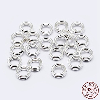 925 Sterling Silver Split Jump Rings, Double Loop Jump Rings, Round Rings, Silver, 6x2mm, Inner Diameter: 4mm