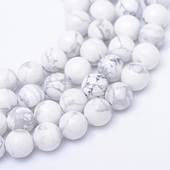 Round Natural Howlite Bead Strands, 6mm, Hole: 1mm, about 61pcs/strand, 15.3 inch