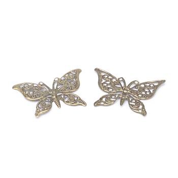 Iron Pendants, Etched Metal Embellishments, Butterfly, Antique Bronze, 26x39x1mm, Hole: 1mm