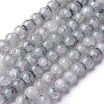 Spray Painted Glass Beads Strands, Round, Light Grey, 8~8.5mm, Hole: 1.5mm, about 100pcs/strand, 31.1 inch(79cm)