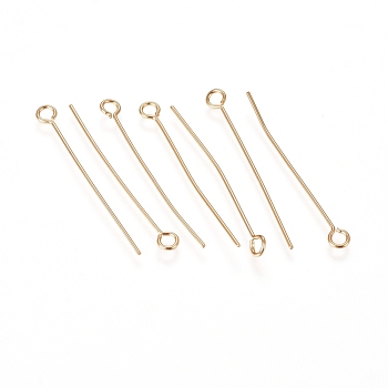 304 Stainless Steel Eye Pins, Golden, 22 Gauge, 30x0.6mm, Hole: 2mm