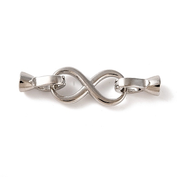 Brass Fold Over Clasps, Infinity, Platinum, 38mm, Hole: 3.5mm