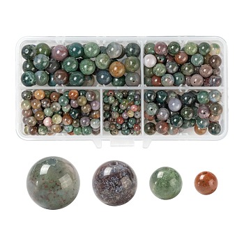 340Pcs 4 Style Natural Indian Agate Beads, Round, 4mm/6mm/8mm/10mm, Hole: 0.8~1mm