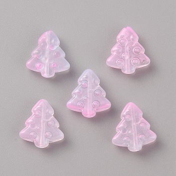 Gradient Handmade Lampwork Beads, Christmas Trees, Pearl Pink, 16x15x5mm, Hole: 1mm