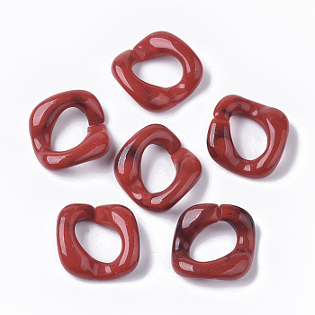 Acrylic Linking Rings, Quick Link Connectors, For Curb Chains Making, Imitation Gemstone Style, Twist, FireBrick, 26.5x27.5x8mm, Inner Diameter: 17.5x11.5mm, about: 170pcs/500g