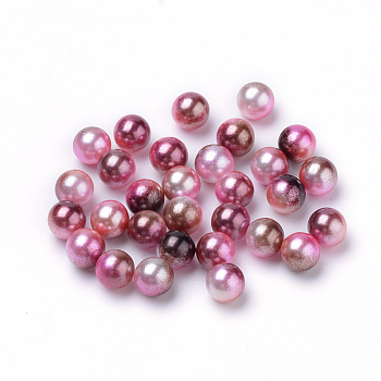 Rainbow Acrylic Imitation Pearl Beads, Gradient Mermaid Pearl Beads, No Hole, Round, Saddle Brown, 3mm, about 8353pcs/110g