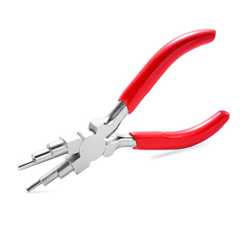 6-in-1 Bail Making Pliers, 45# Carbon Steel 6-Step Multi-Size Wire Looping Forming Pliers, Ferronickel, for Loops and Jump Rings, Red, Loop Size: 3mm/6mm/9mm/4mm/8mm/10mm, 153~153.5x75.5~78.5x12mm