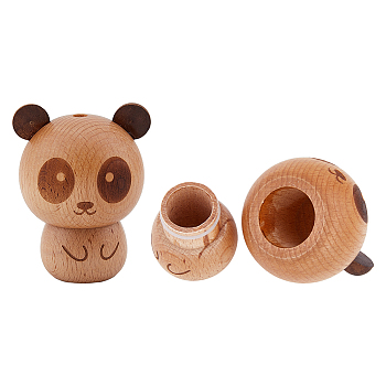Wood Toothpick Bottle, Mutl-Use Mini Storage Container, Panda Shape, BurlyWood, 58x80mm, Hole: 4.5mm