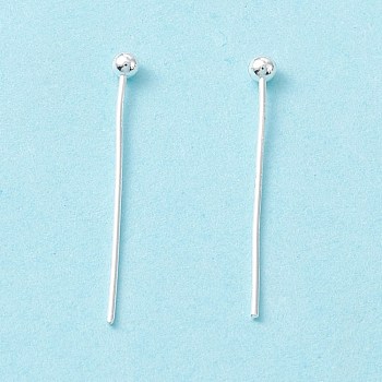 Brass Ball Head Pins, Cadmium Free & Lead Free, Silver, 20mm, Head: 2mm, Pin: 0.5mm, 24 Gauge