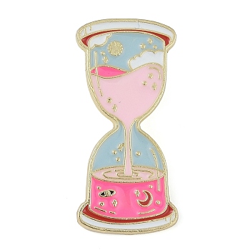 Space Sand Clock Zinc Alloy Enamel Pin Brooch, Colorful, 32.5x15mm