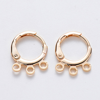 Brass Leverback Earring Findings, Nickel Free, with Horizontal Loop, Real 18K Gold Plated, Real 18K Gold Plated, 14.5x11.5x1.5mm, Hole: 1.5mm, Pin: 0.8