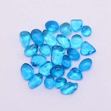 Deep Sky Blue Nuggets Glass Beads