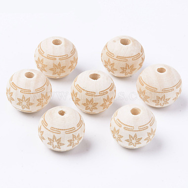 Antique White Round Wood European Beads