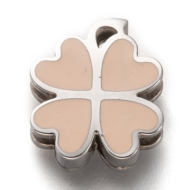 Stainless Steel Color Bisque Clover 304 Stainless Steel Slide Charms