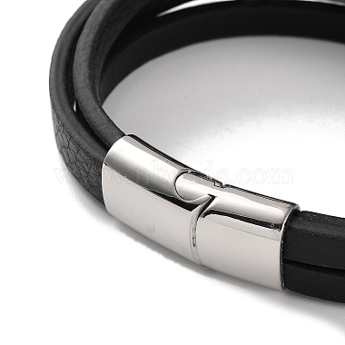 bracelets multibrins pour hommes avec cordon en cuir pu noir(BJEW-K243-12AS)-3