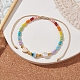 браслет из разноцветных стеклянных семян и латунных плетеных бусин(BJEW-JB10138-01)-2